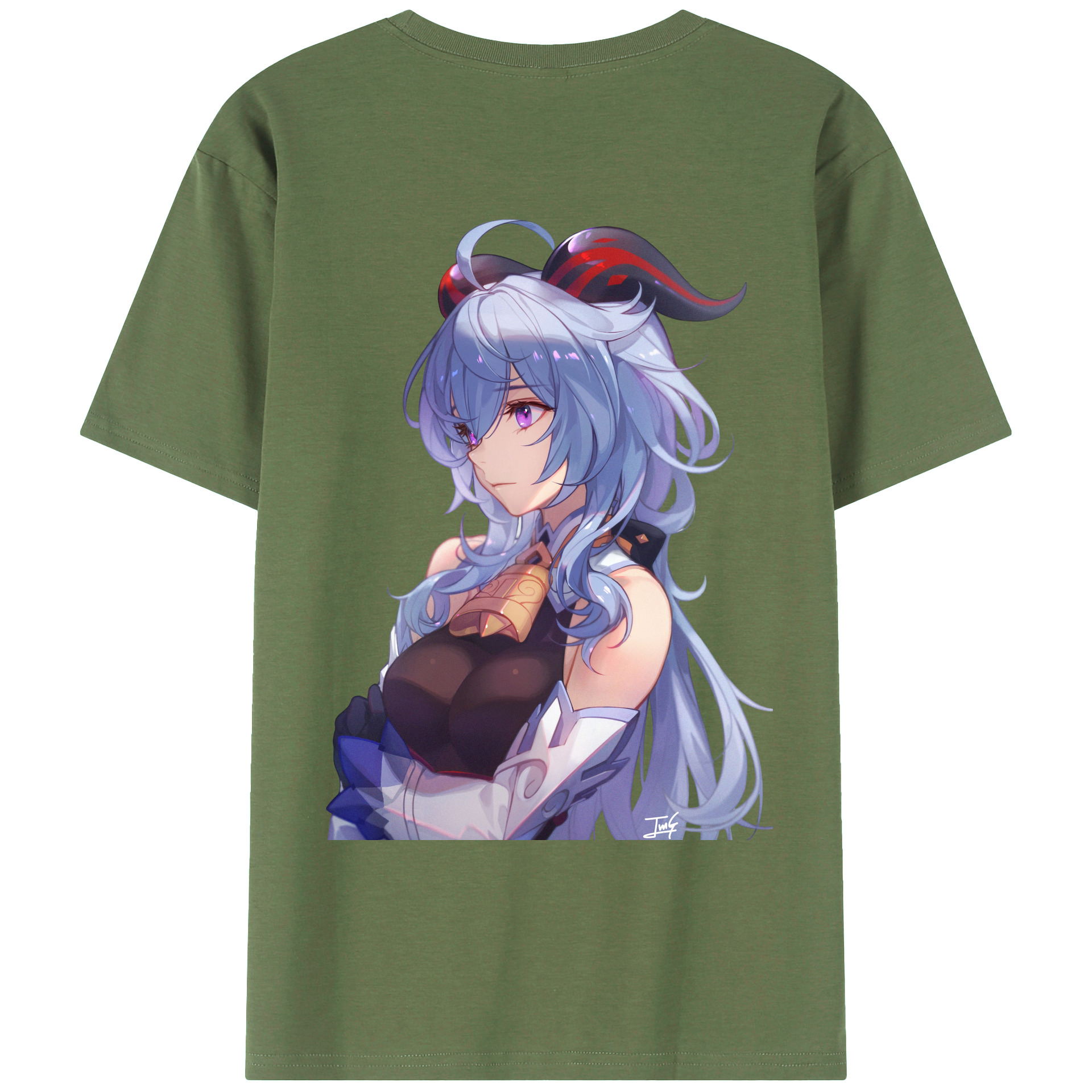 げんし神 甘雨 かんう genshin Ganyu 綿100％ メンズ半袖Tシャツ（バックプリント） 通気性